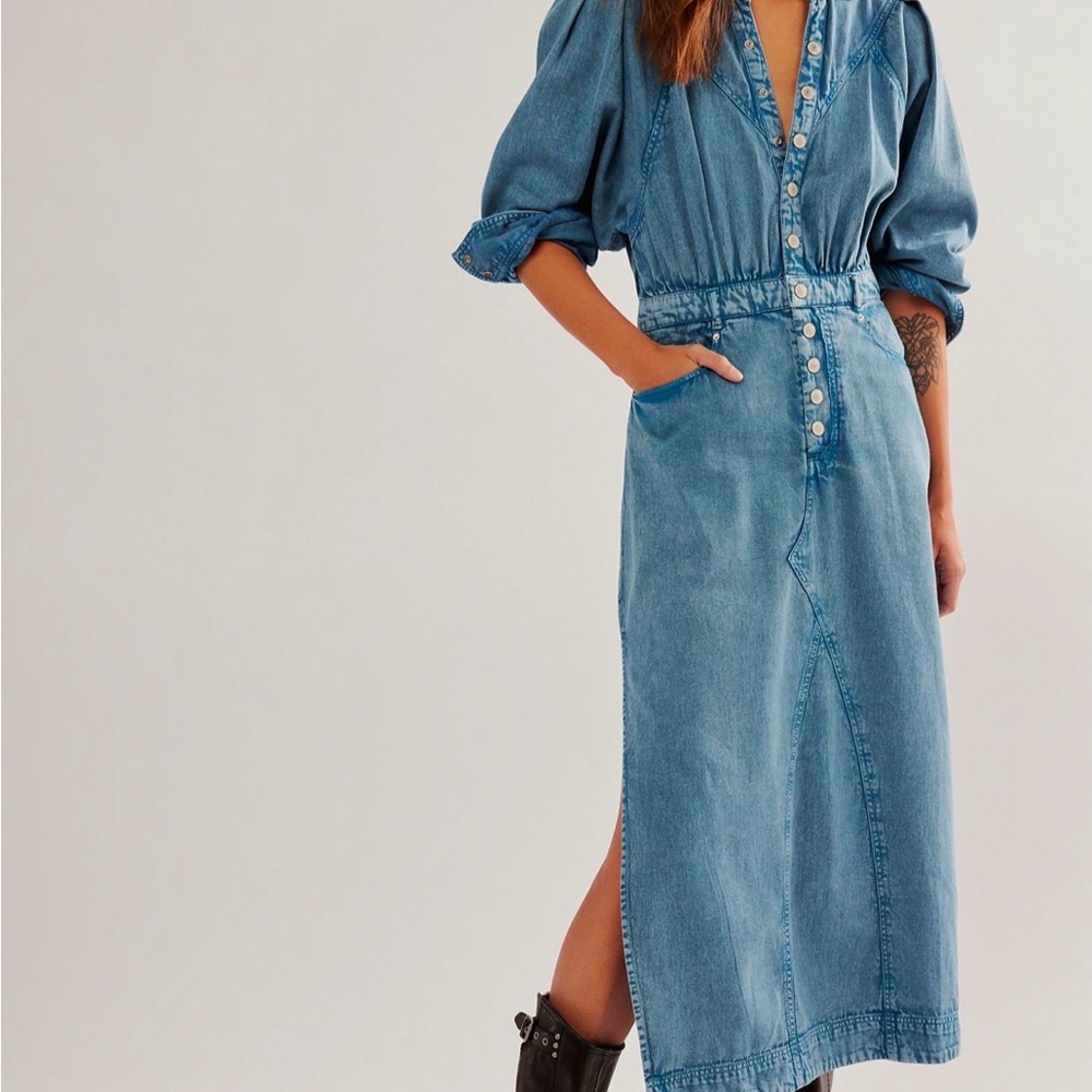 **New with Tag** Mad Love Free People Indigo Denim Midi Dress